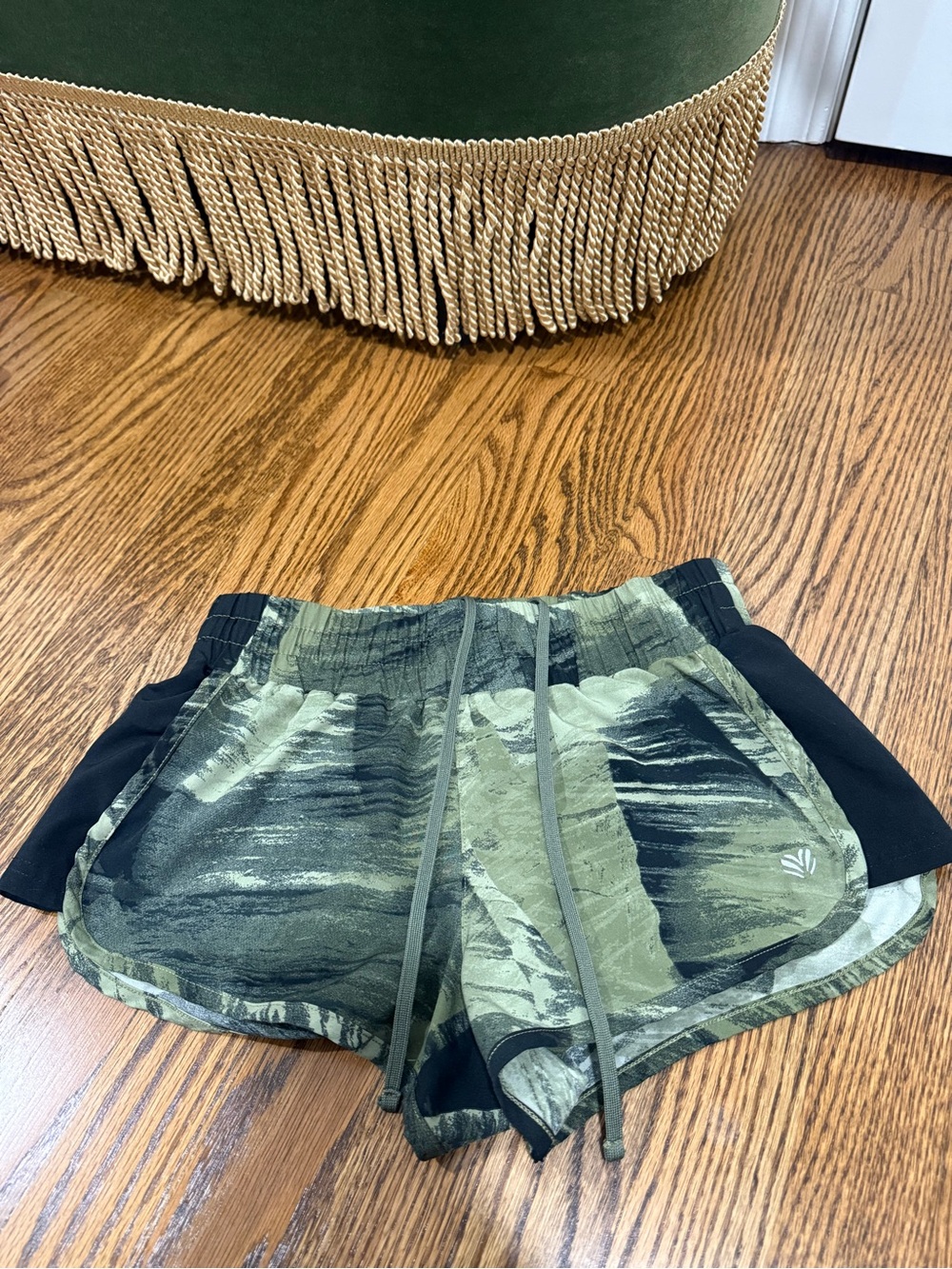 Olive Green Print Women’s Athletic Shorts